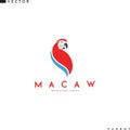 Macaw parrot logo template. Isolated bird